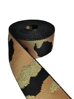 Ruban jacquard en spandex/nylon de 38 mm, fil doré et argenté, respectueux de l'environnement, pour vêtements, ceinture, sangle large de 3,8 cm, camouflage