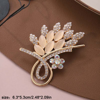 Broche de mode pour femme, ornée de strass effet diamant et de pierres œil de chat en forme de fleur, pour corsage et revers, accessoires vestimentaires