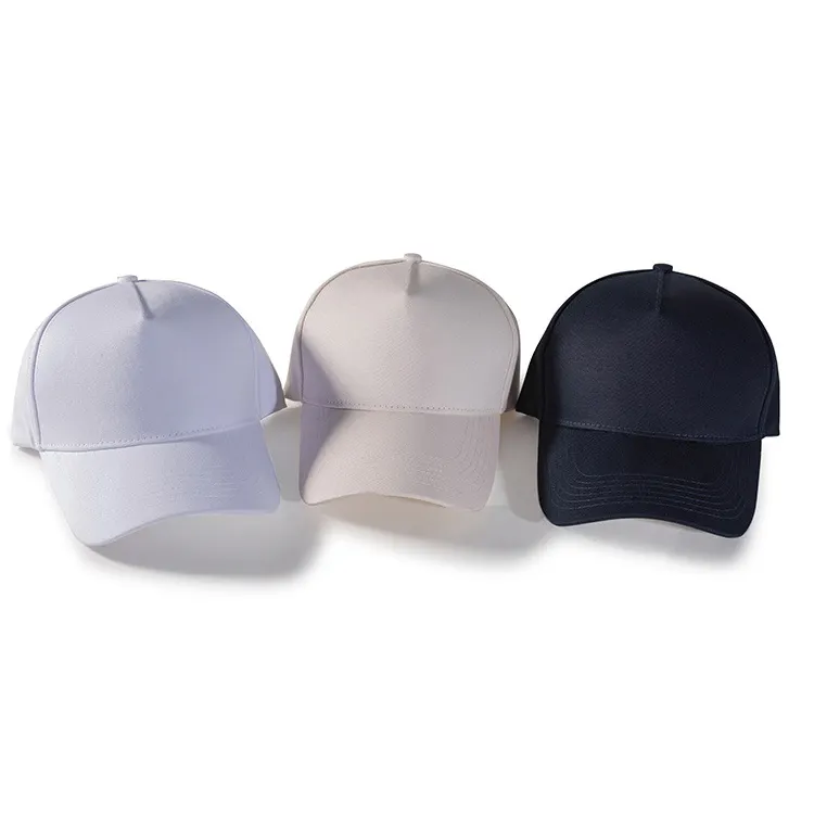 Shenzhen manufactures 5 panels custom blank cap leisure style unisex baseball caps hats classical fit premium cotton sports caps