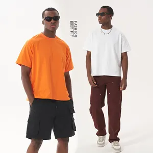 Neueste Pop Baumwolle Boxy Fit Blank T-Shirt Streetwear Overs ize Männer T-Shirt Logo benutzer definierte Boxy Fit T-Shirt