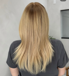 Prothèse capillaire mi-longue blond doré, longue durée, douce, naturelle, avec couverture en dentelle HD transparente, pour les zones clairsemées, pour femmes, pour l'alopécie et les <span class=keywords><strong>cheveux</strong></span> <span class=keywords><strong>gris</strong></span> - Product Image 5