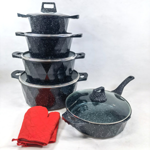 Articles en stock Dessini Batterie de cuisine antiadhésive en granit, Ensemble de casseroles et poêles antiadhésives, Batterie de cuisine en pierre - Product Image 3
