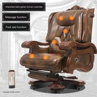 Chaise de bureau en cuir de direction avec fonction massage et repose-pieds