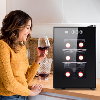 Refroidisseur à vin thermoélectrique Visual Window 6 bouteilles, réfrigérateur à vin