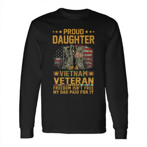 Camiseta de manga larga con bandera patriótica de Vietnam para hija orgullosa de veterano de Vietnam, EE. UU. - Product Image 2