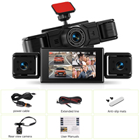 Podofo caméra de tableau de bord à quatre objectifs caméra de voiture 3 ''enregistrement en boucle HD 1080P complet moniteur de stationnement enregistreur de Vision nocturne voiture DVR