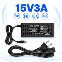 Personnalisation professionnelle, certifié CE, protection contre les surcharges, 15V 3A, prise US/EU/AU/UK, adaptateur secteur de bureau 45W