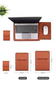 Sac sacoche étanche en cuir PU pour ordinateur portable, support pour ordinateur professionnel Macbook 13 14 15 pouces, sacoche pour ordinateur portable - Product Image 3