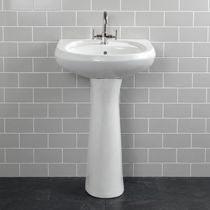 Latest Art Modern Antique Ceramic <b>Wall</b> Hung Wash Basin Half Pedestal Semi Washbasins Set Bathroom - Product Image 3