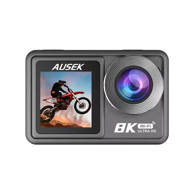 New Design Ausek 8k Action Camera EIS Anti-shake Dual Screen Sports Camera High Resolution Bike Camera With Remote Control