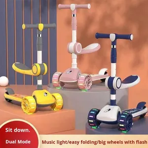 Three-Wheel <strong>Scooter</strong> for Kids 1-12 Years Old Baby Boys and Girls Pedal Can-Ride Slippery Car Plastic Material - Product Image 1