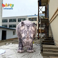 Ballon Mascotte Rhinocéros Gonflable avec Motif pour Décoration d'Exposition de Galerie et Publicité Gonflables