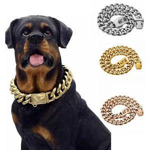 Collar de cadena de perro de cadena cubana <span class=keywords><strong>Pitbull</strong></span> americano de lujo de 14mm Collar de perro de oro rosa de acero inoxidable - Product Image 1