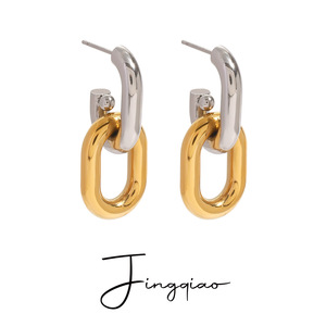 Pendientes Geométricos Yueli en Forma de U, de Oro y Plata, de Acero Titanio, para Fiestas y Moda - Product Image 1