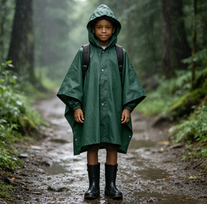 Poncho imperméable à capuche pour enfants, poncho de pluie léger et imperméable pour l'extérieur, poncho de pluie pour enfants avec logo personnalisé pour la randonnée et le cyclisme - Product Image 6