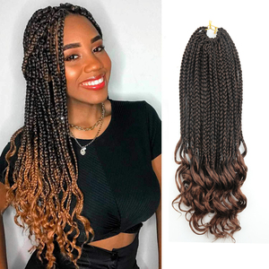 Extensiones de Cabello Sintético de Fibra Premium <span class=keywords><strong>Juliana</strong></span> de 14, 18 y 24 Pulgadas, Trenzas Pre-Hechas Tipo Goddess Box Braids con Puntas Rizadas - Product Image 1