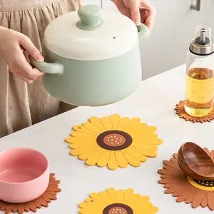 Kahve fincanları için özel güzel ayçiçeği Pvc yalıtımlı masa paspaslar silikon bardak