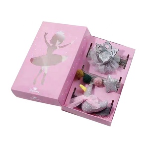 Set copricapo elasticizzato per bambini con fiocco da ragazza con corona di pizzo cravatta per capelli in tre pezzi con scatola per bambine - Product Image 3