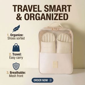 Three-Layer Thickened Eco-friendly Dustproof Outdoor Travel Shoe <b>Storage</b> Bag Easy to Carry Polyester Material Zipper Closure - Product Image 6