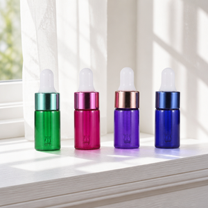 Hot Selling Empty Colored <b>Glass</b> Essential Oil <b>Bottle</b> with Electroplated Collar Rubber Pipette <b>Dropper</b> - Product Image 5