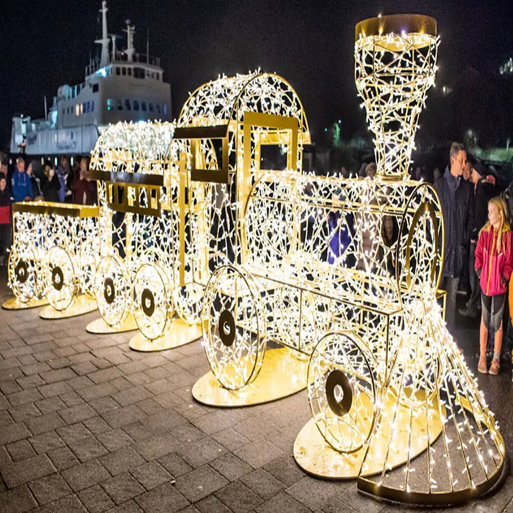 10 años de fábrica personalizado iluminado decoración de Navidad gigante 3d led tren motivo luces