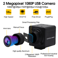 ELP 2MP OV2710 kamerası 4mm manuel Lens odak ayarlanabilir USB kamera HD 1920*1080 30FPS kamera USB alüminyum Mini kasa
