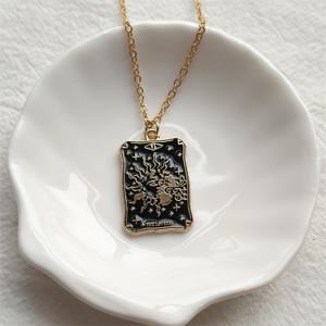 سلسلة قلادة شخصية فاتن سحر قلادة التاروت العتيقة الداكنة بطاقة هندسية العرافة السحرية للجانبين - Product Image 5