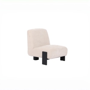 Sillón de salón moderno y decorativo para hotel, en terciopelo color crema, sofá individual con patas de metal negro, para sala - Product Image 2