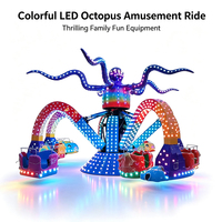 Manège Attrape-Poulpes Lumineux pour Parc d'Attractions - Machine Rotative à LED en Forme de Poulpe