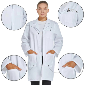 Tela Resistente para Batas de Laboratorio para Uso Prolongado, Bata Médica de Manga Larga de Polialgodón, Blanca, Unisex, Uniforme - Product Image 4