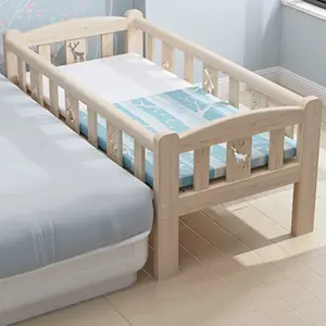 Cama de madera multifuncional para niños, cama lateral de seguridad europea con protección, muebles de dormitorio