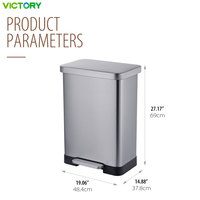 Poubelle rectangulaire à pédale en acier inoxydable de 75 L pour la maison, la cuisine, le bureau, le salon, avec couvercle