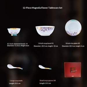 Service de table en céramique de Jingdezhen – Ensemble haut de gamme de luxe léger pour la maison, idéal pour les cadeaux de déménagement – Nouveaux plats chinois en gros - Product Image 6