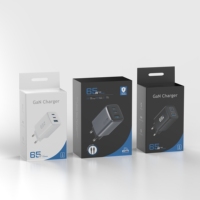 Chargeur mural intelligent pliable multi-ports USB-C GaN 65W KYT avec câble rétractable compatible prises EU/US OTP pour ordinateur portable et téléphone