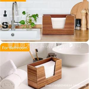 Caja rectangular de madera para pañuelos, para almacenamiento en encimera de cocina y baño - Product Image 3