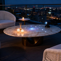 Table à manger ovale moderne avec pieds en métal doré, table basse ovale en marbre, design rond pour la maison
