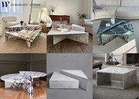 Table Basse Luxe Italienne Marbre Blanc Calacatta Viola Piétement Bas/Socle/Piédestal Moderne pour Salon Mobilier
