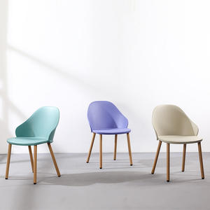 Modern Minimalist <b>Plastic</b> <b>Dining</b> <b>Chair</b> With Wooden Legs <b>White</b> Stable Design For Home Office Use - Product Image 2