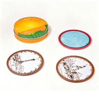 Lot de 4 sous-verres ronds promotionnels en métal, en boîte métallique, avec base en liège, directement de l'usine
