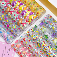 Tissu en vinyle PVC pour boucles d'oreilles faites à la main, matériel de 30cm x 120cm, motif fleur arc-en-ciel coeur coloré