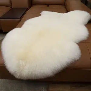 Pure White Extra Large Floor Area Fluffy Genuine Natural Australia Long Hair Sheepskin Rug Pelt 4*6 For Bedroom Living Room