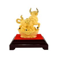 Nouvel an chinois personnalisé 2021 mascotte 24K or OX Statue métal artisanat taureau Figurine décor à la maison douze zodiaque chinois