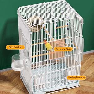 Grande gabbia per uccelli da interno in acrilico e acciaio inox gabbia per uccelli quadrata ornamentale con chiusura a bottone a pressione - Product Image 5