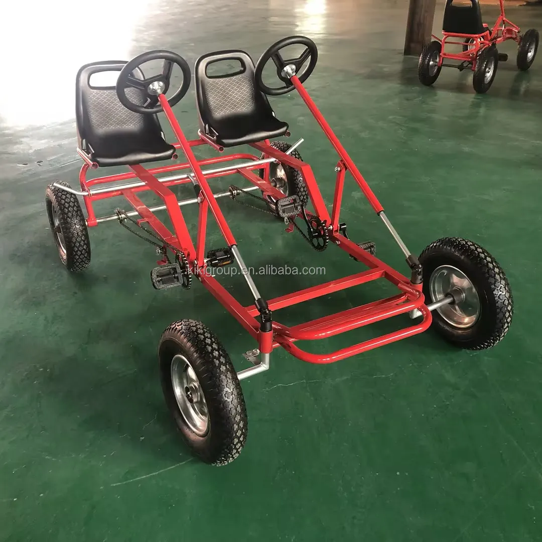 Toptan özelleştirilmiş çelik dört tekerlekli ağır yetişkinler çift koltuklu pedal yarış go kart parça