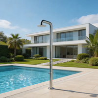 Colonne de douche extérieure autoportante en acier certifiée CE, panneau de douche pour piscine et plage avec pommeau multifonction