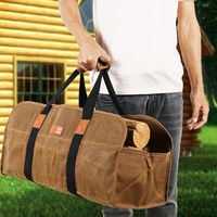 CHANGRONG Porte-bûches en toile cirée durable personnalisé, sac de transport pour bois de chauffage pour cheminée