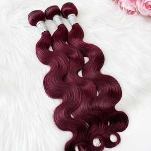 Gros Cuticule Aligné 12A Cambodgien Vague de Corps Bourgogne Rouge Double Trame Remy Faisceaux de Cheveux Humains de Couleur Indienne - Product Image 4