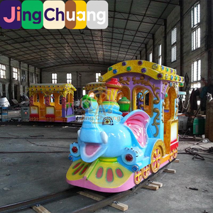 Grande <span class=keywords><strong>elefante</strong></span> cavalcabile per esterni con treno su binari, attrezzatura per parchi divertimento, ideale per centri commerciali e piazze, per divertimento di celebrità del web. - Product Image 2