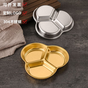 Korean Style Stainless Steel Condiment Dish Sus304 Three Compartment Dipping Tray For <b>BBQ</b> Snack Serving - Product Image 2