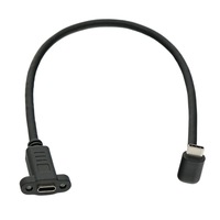Cable de Extensión USB 3.2 Gen2 de 20 Gbps, Tipo C Macho a Hembra, Ángulo Recto de 90 Grados, Montaje en Panel, Cable de Datos USB C
